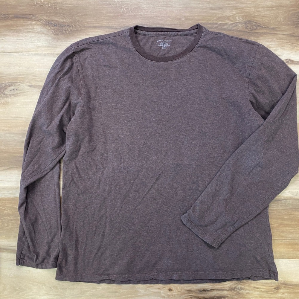 Banana Republic Long Sleeve Shirt Size XL Y2K Cotton Fitted Crew Brown Vintage